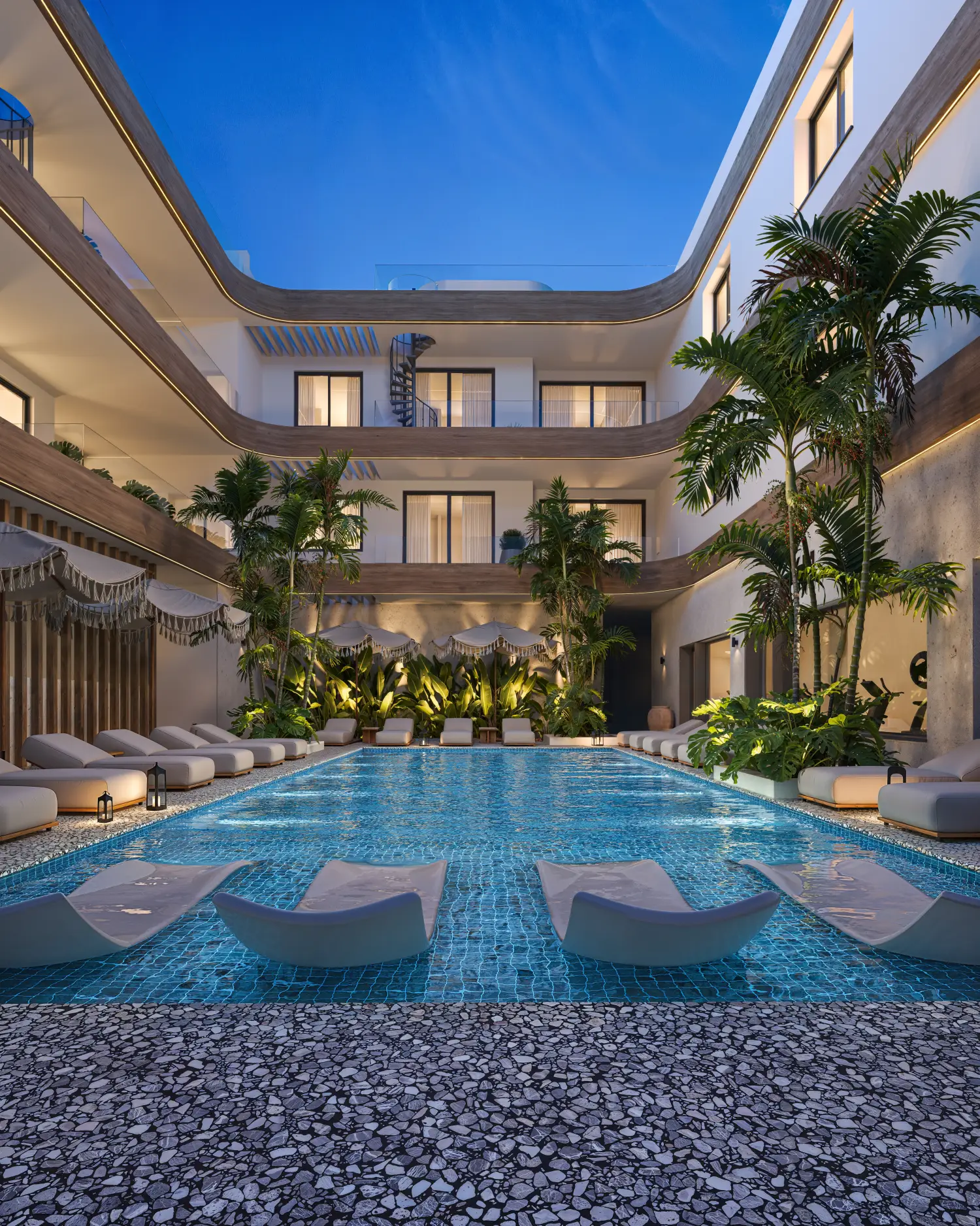 BLUMAR Hills & Sea Pool bei Nacht